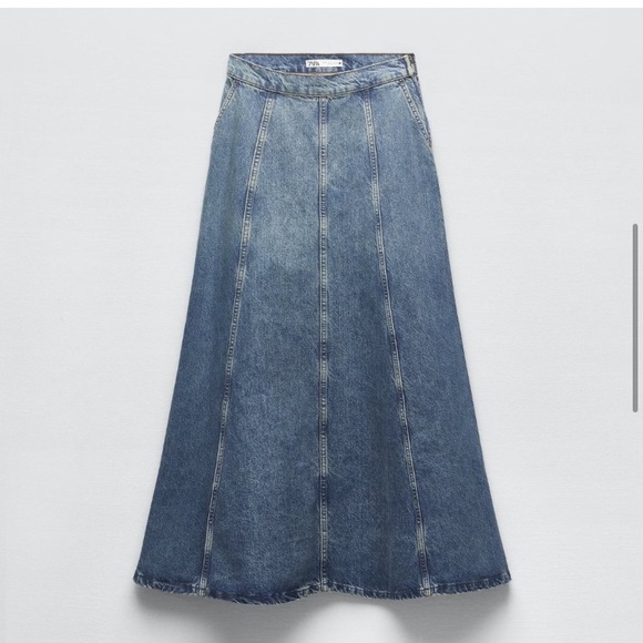 Zara BLOGGERS FAVE DENIM HIGH WAIST MAXI LONG JEAN SKIRT SPRING SUMMER MUST HAVE - Picture 12 of 14